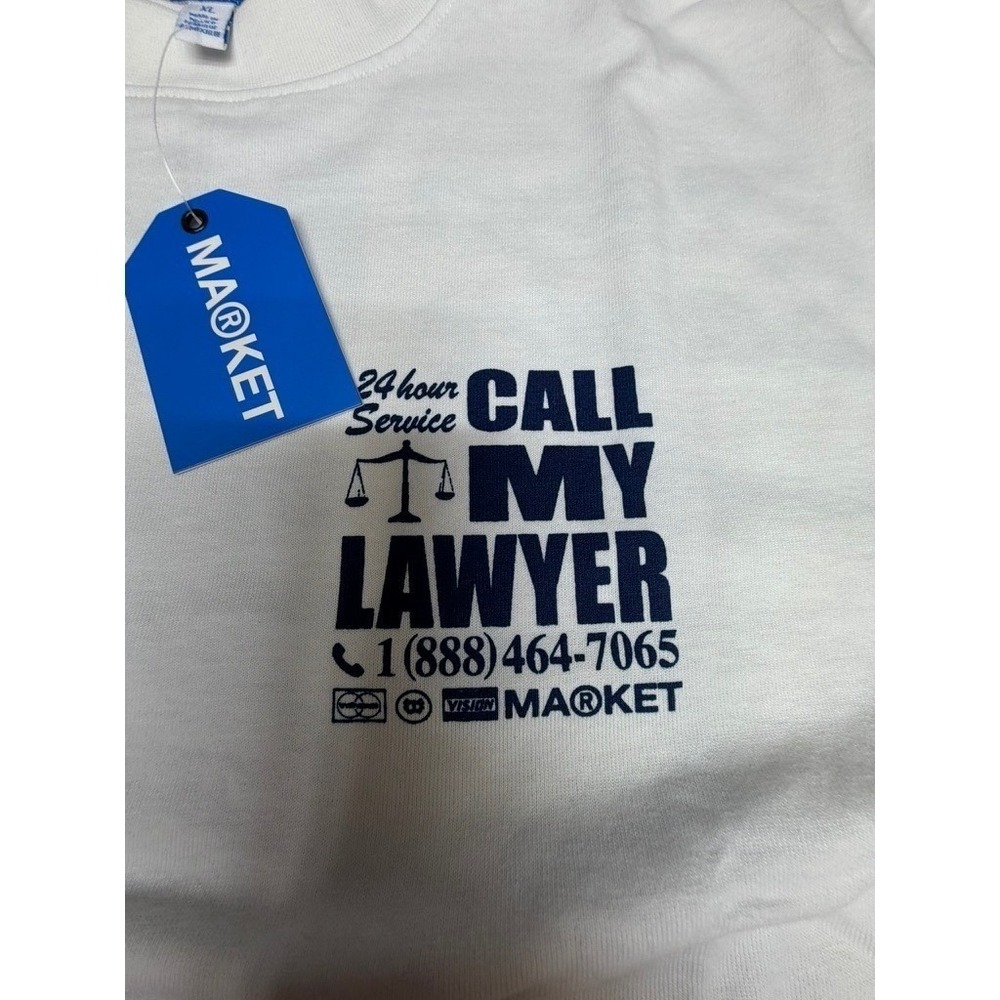 "Market" Call My Lawyer  T-Shirt Mens XL White Short Sleeve Funny Streetwear